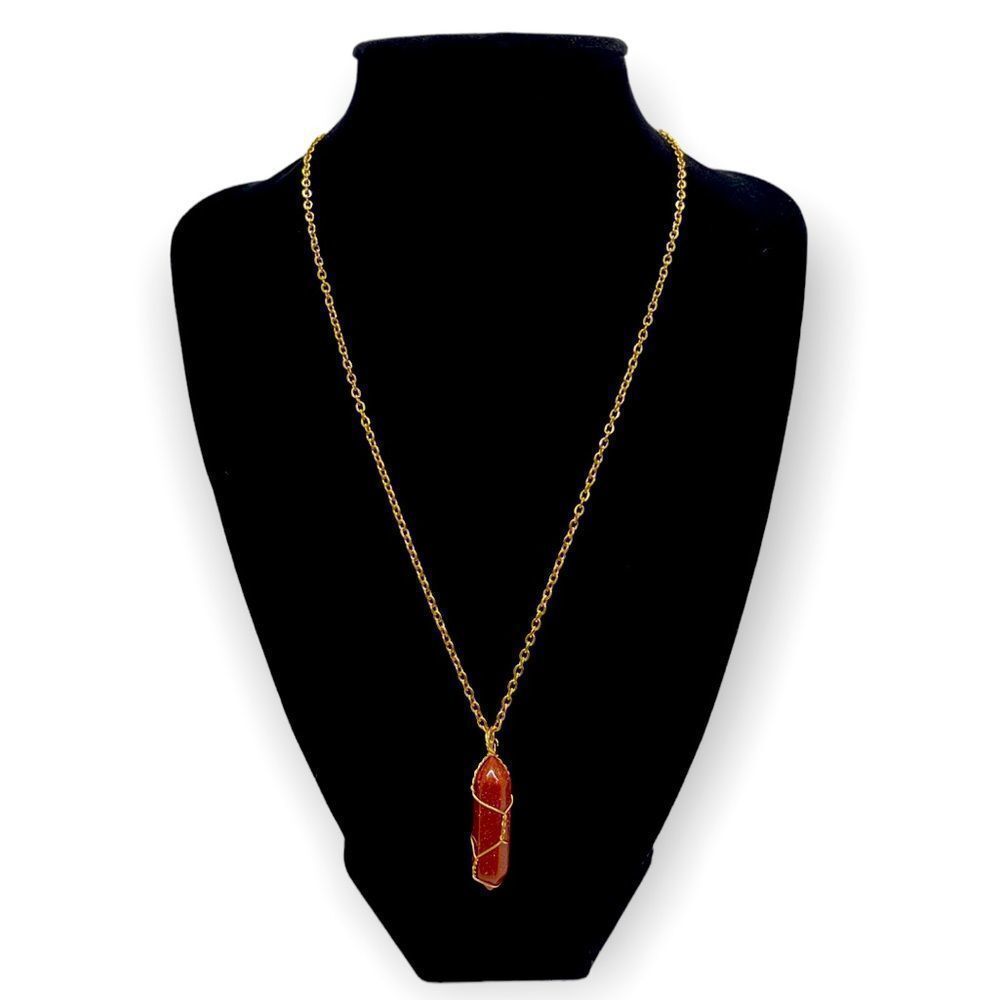 NWT Wool + Pepper Co. Sandstone Crystal & Gold Necklace - AMBITION